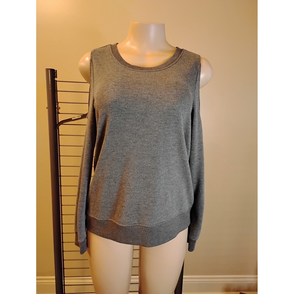 Aerie‎ Womens Cold Shoulder Sweatshirt Heather Gray Crew Neck Pullover Size M